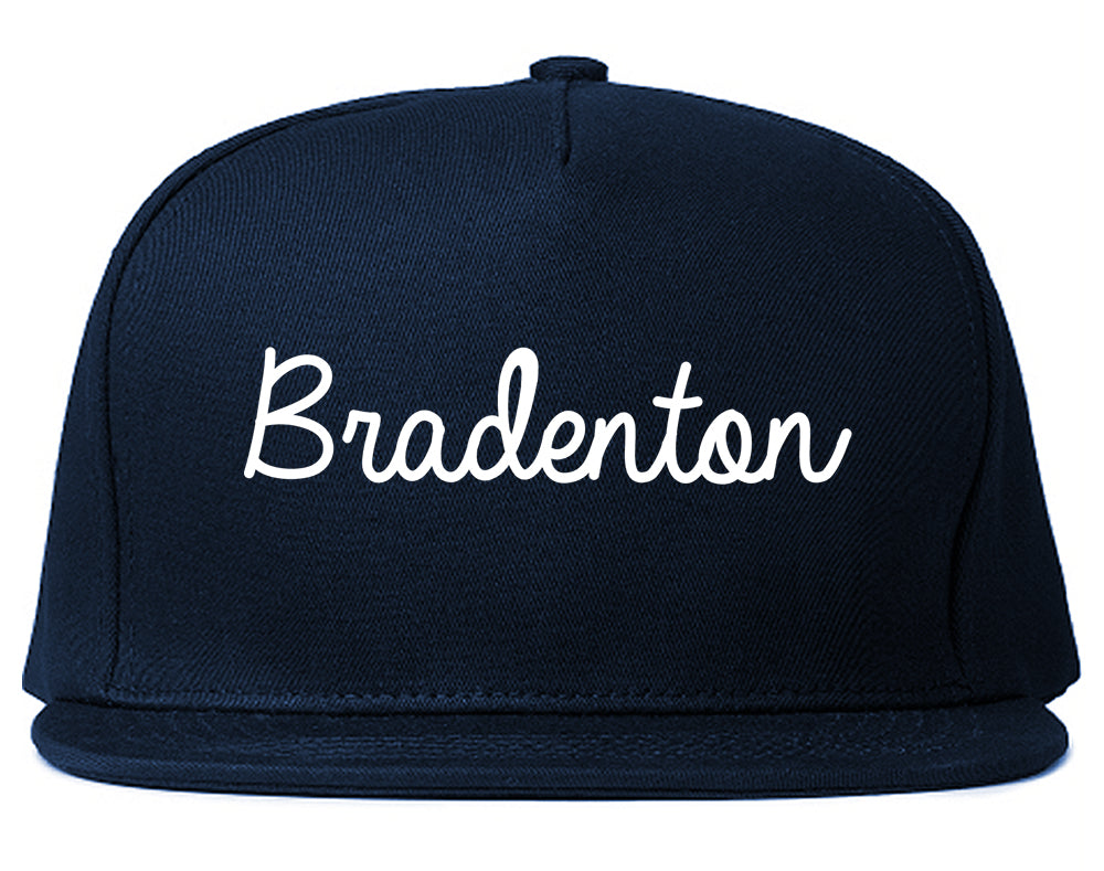 Bradenton Florida FL Script Mens Snapback Hat Navy Blue