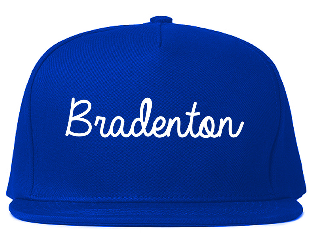 Bradenton Florida FL Script Mens Snapback Hat Royal Blue