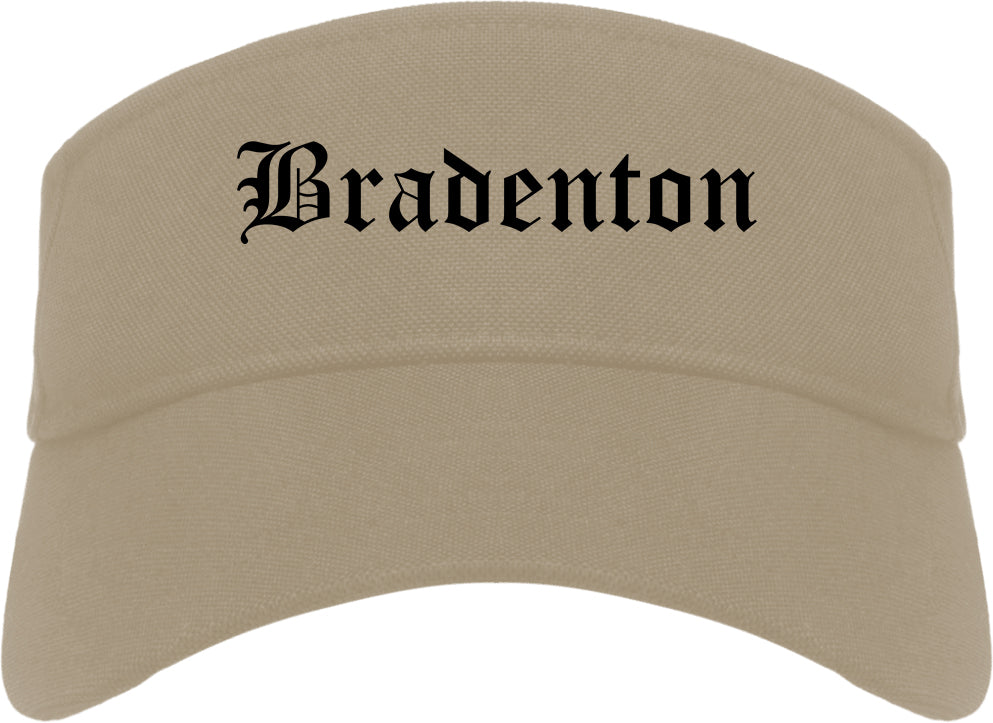 Bradenton Florida FL Old English Mens Visor Cap Hat Khaki