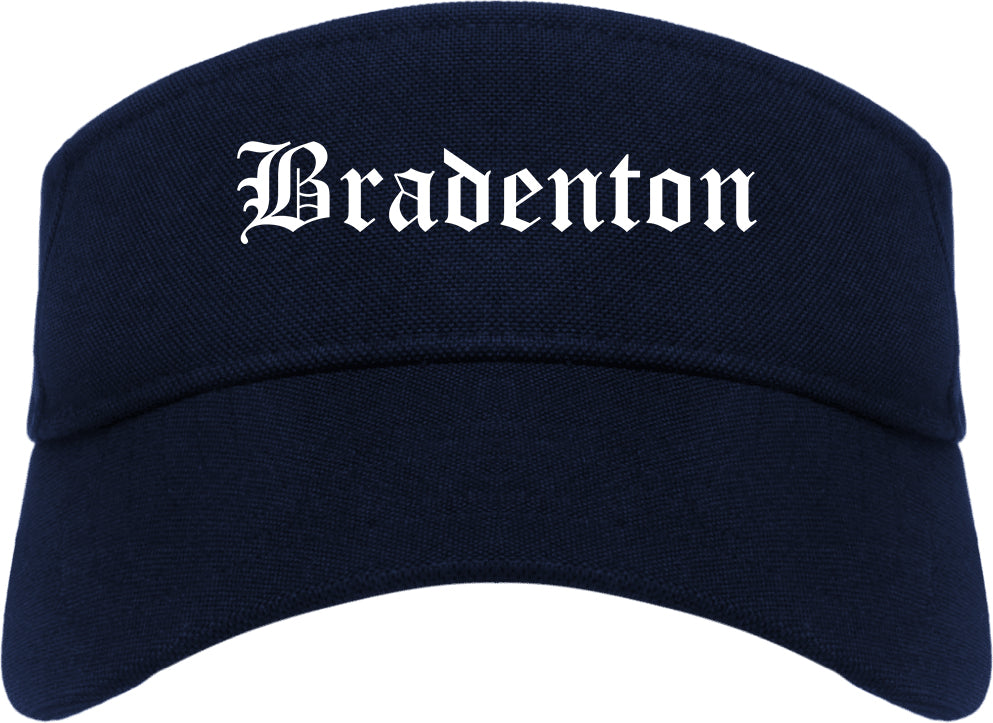 Bradenton Florida FL Old English Mens Visor Cap Hat Navy Blue