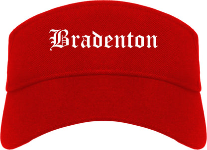 Bradenton Florida FL Old English Mens Visor Cap Hat Red