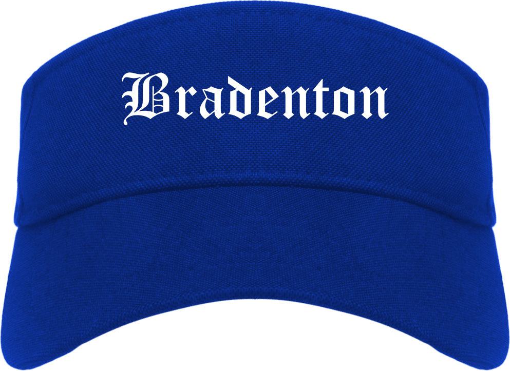 Bradenton Florida FL Old English Mens Visor Cap Hat Royal Blue