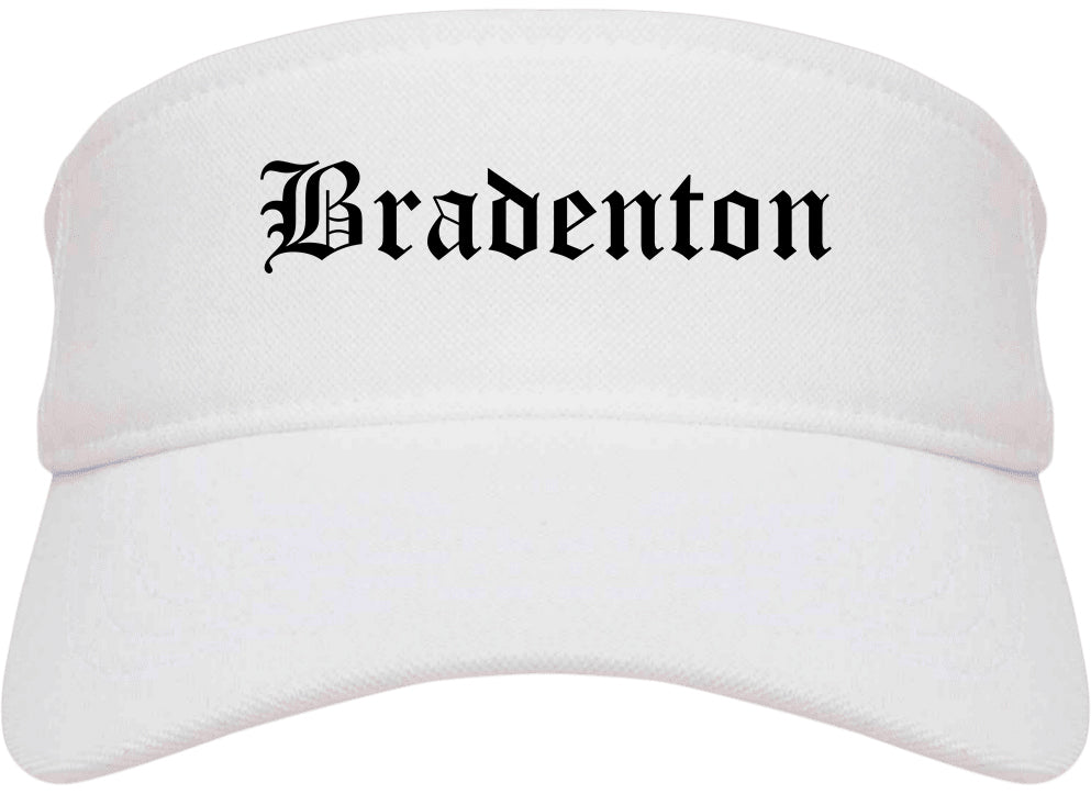 Bradenton Florida FL Old English Mens Visor Cap Hat White