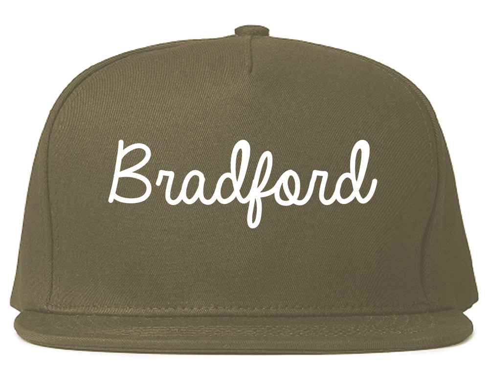 Bradford Pennsylvania PA Script Mens Snapback Hat Grey