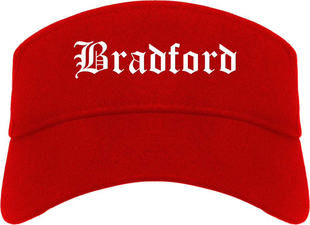 Bradford Pennsylvania PA Old English Mens Visor Cap Hat Red