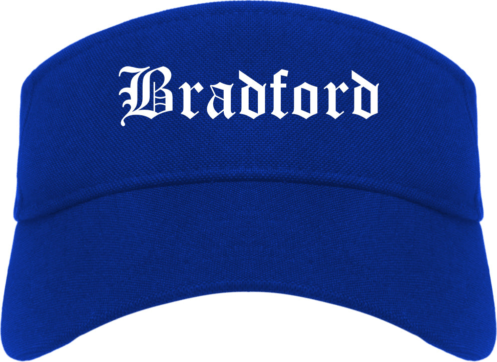 Bradford Pennsylvania PA Old English Mens Visor Cap Hat Royal Blue