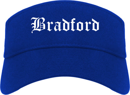 Bradford Pennsylvania PA Old English Mens Visor Cap Hat Royal Blue