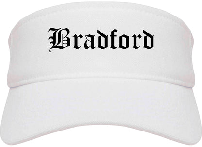 Bradford Pennsylvania PA Old English Mens Visor Cap Hat White
