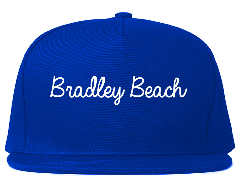 Bradley Beach New Jersey NJ Script Mens Snapback Hat Royal Blue