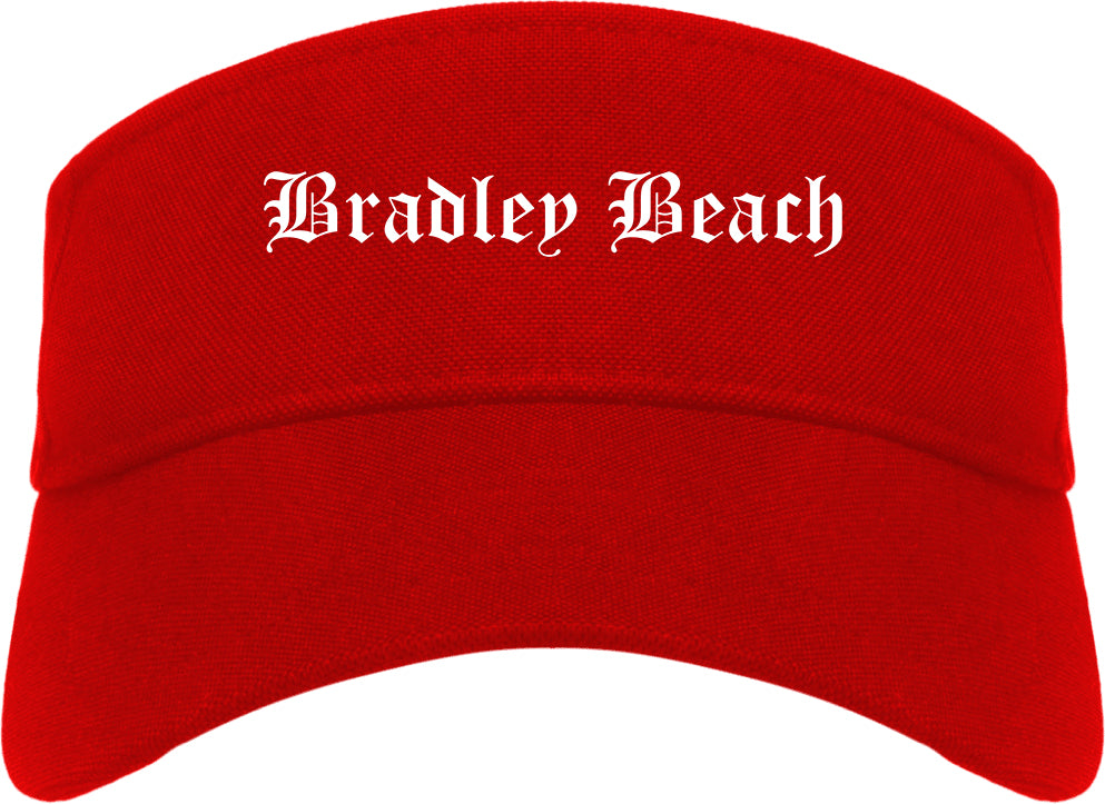 Bradley Beach New Jersey NJ Old English Mens Visor Cap Hat Red