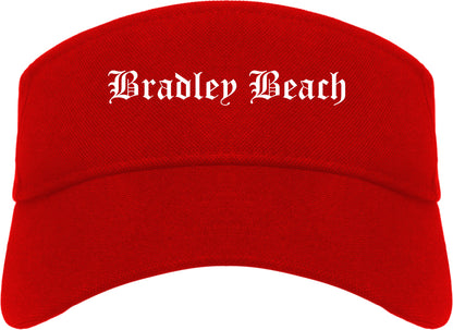 Bradley Beach New Jersey NJ Old English Mens Visor Cap Hat Red
