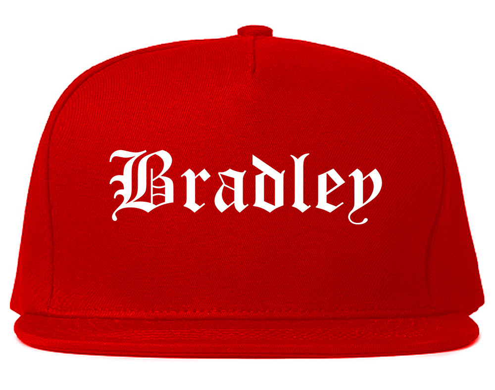 Bradley Illinois IL Old English Mens Snapback Hat Red