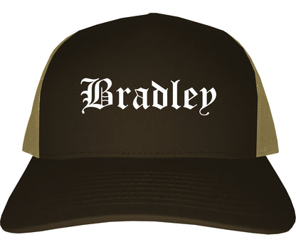 Bradley Illinois IL Old English Mens Trucker Hat Cap Brown