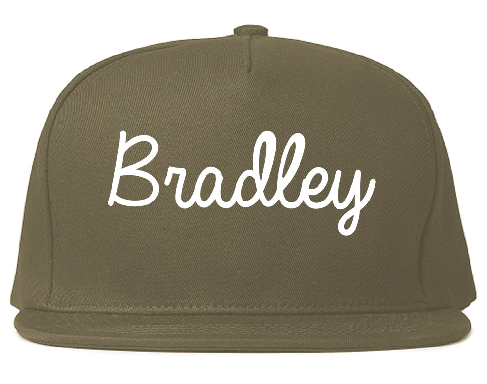 Bradley Illinois IL Script Mens Snapback Hat Grey