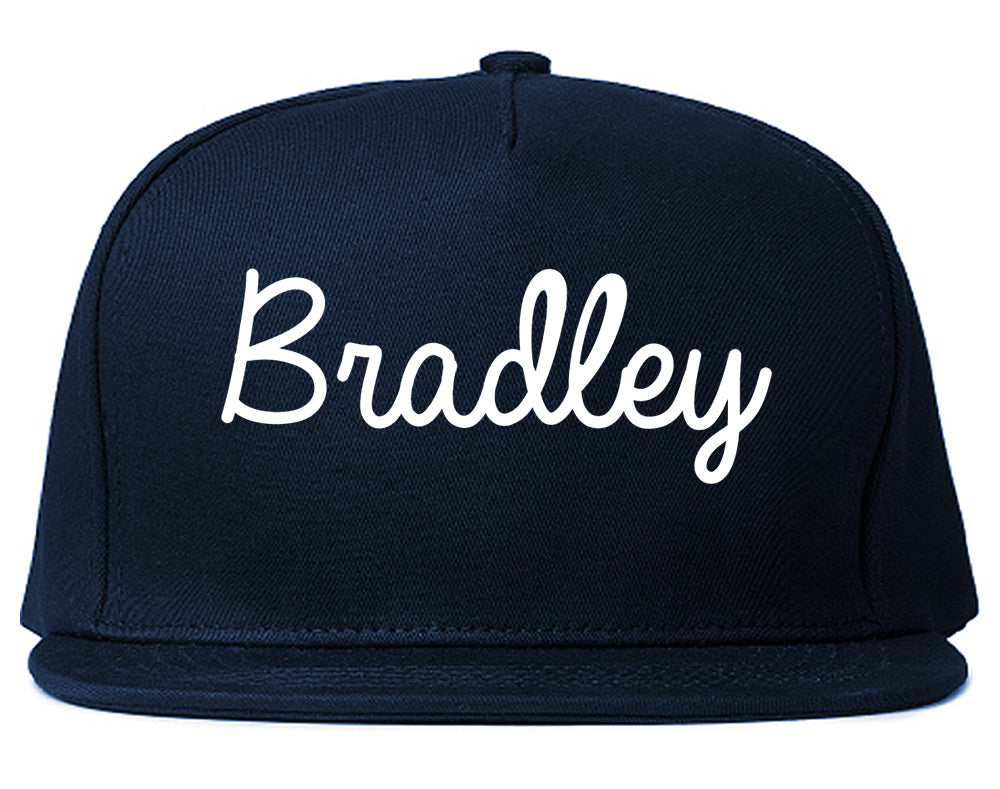 Bradley Illinois IL Script Mens Snapback Hat Navy Blue