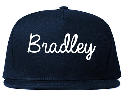 Bradley Illinois IL Script Mens Snapback Hat Navy Blue