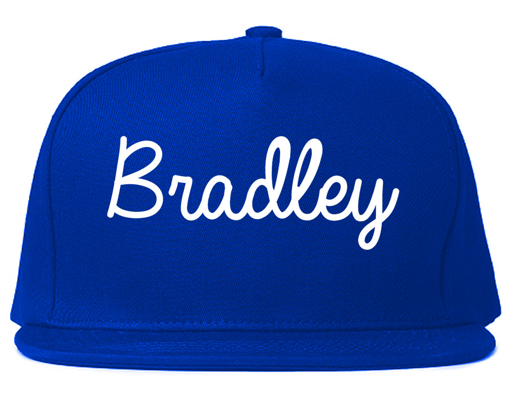 Bradley Illinois IL Script Mens Snapback Hat Royal Blue