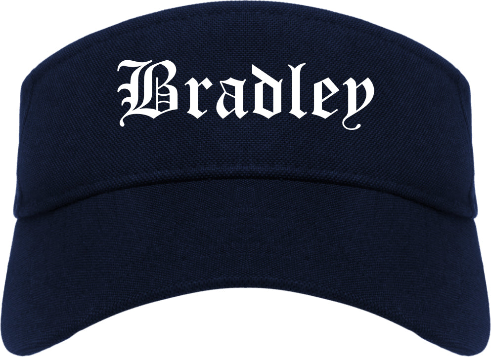 Bradley Illinois IL Old English Mens Visor Cap Hat Navy Blue