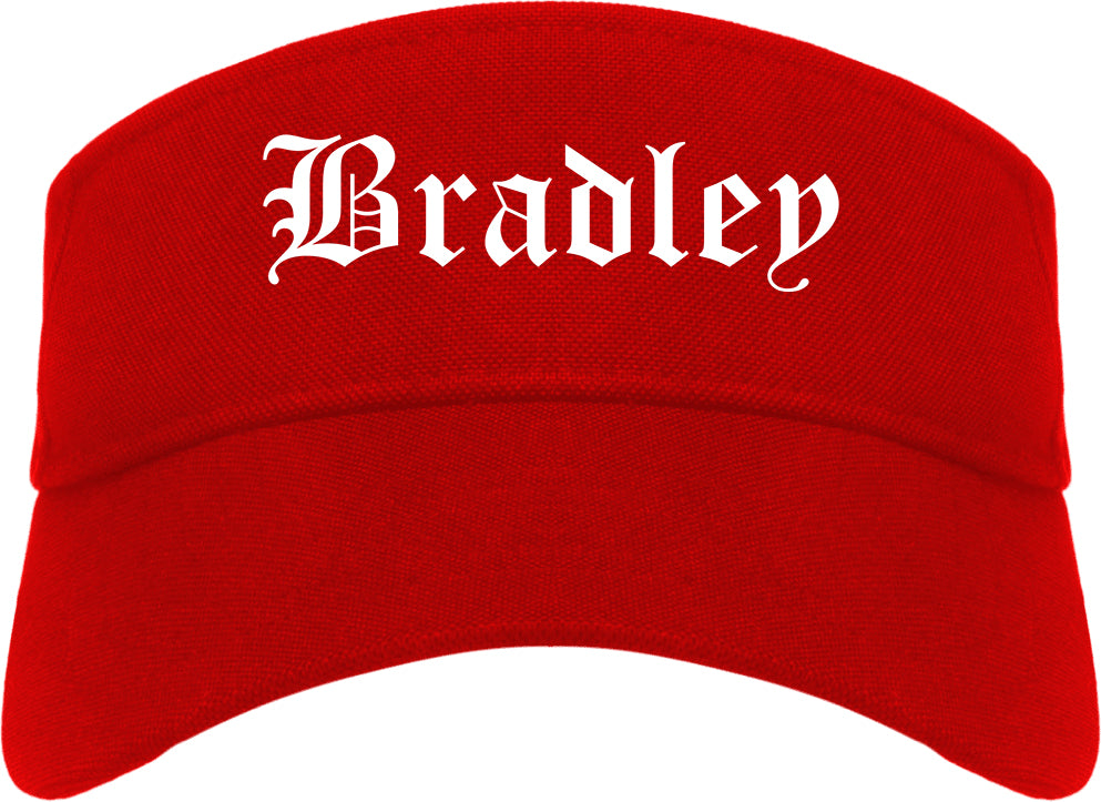 Bradley Illinois IL Old English Mens Visor Cap Hat Red