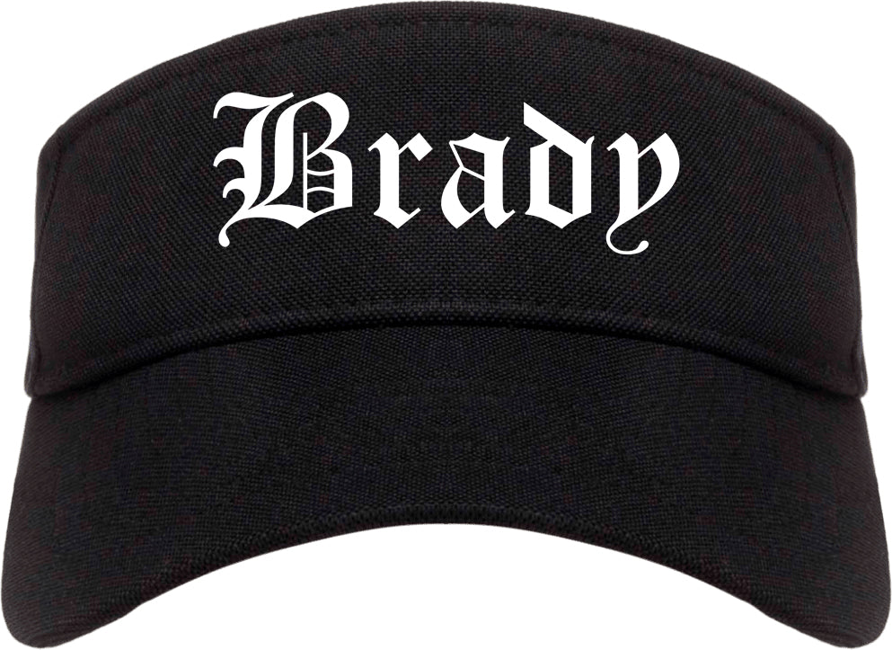 Brady Texas TX Old English Mens Visor Cap Hat Black