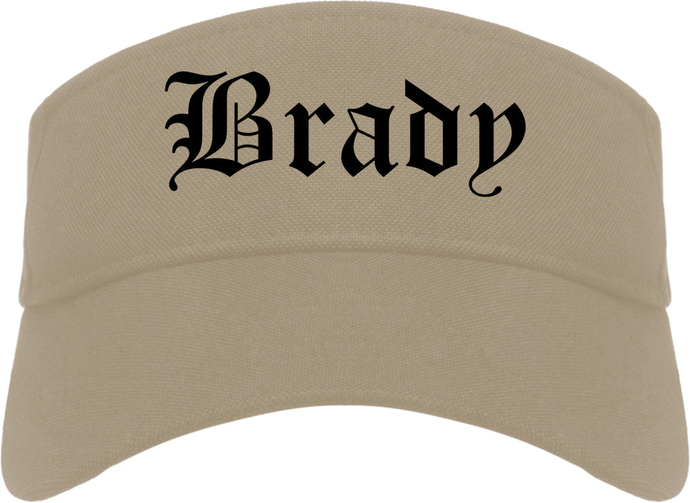 Brady Texas TX Old English Mens Visor Cap Hat Khaki