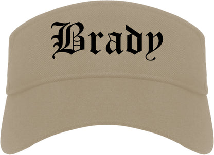 Brady Texas TX Old English Mens Visor Cap Hat Khaki