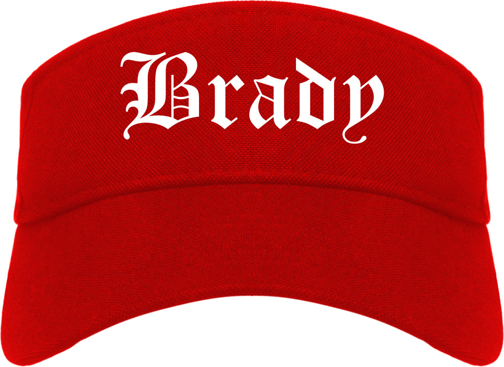 Brady Texas TX Old English Mens Visor Cap Hat Red