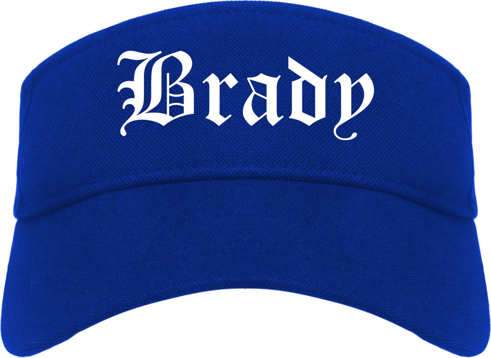 Brady Texas TX Old English Mens Visor Cap Hat Royal Blue