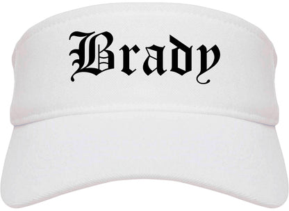 Brady Texas TX Old English Mens Visor Cap Hat White