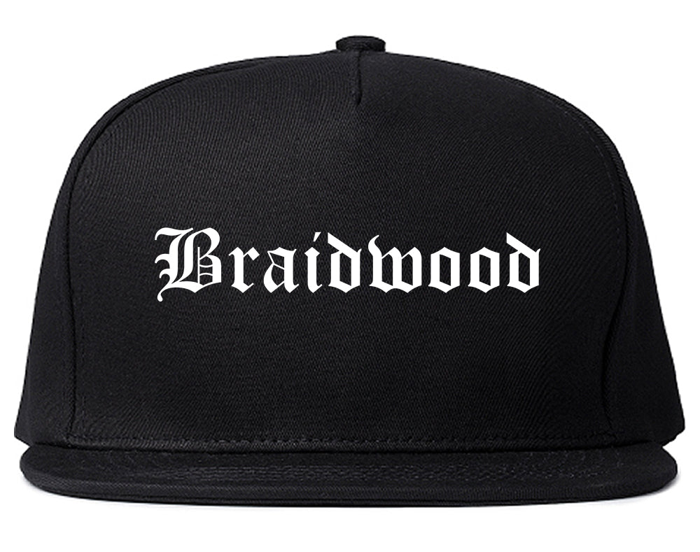 Braidwood Illinois IL Old English Mens Snapback Hat Black