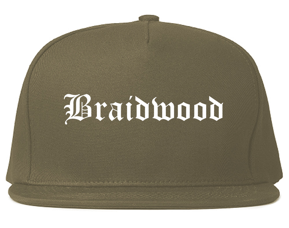 Braidwood Illinois IL Old English Mens Snapback Hat Grey