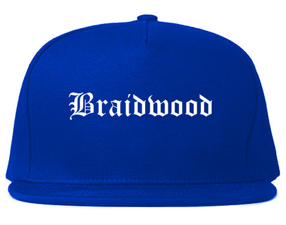 Braidwood Illinois IL Old English Mens Snapback Hat Royal Blue