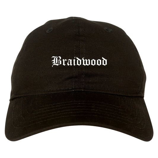 Braidwood Illinois IL Old English Mens Dad Hat Baseball Cap Black