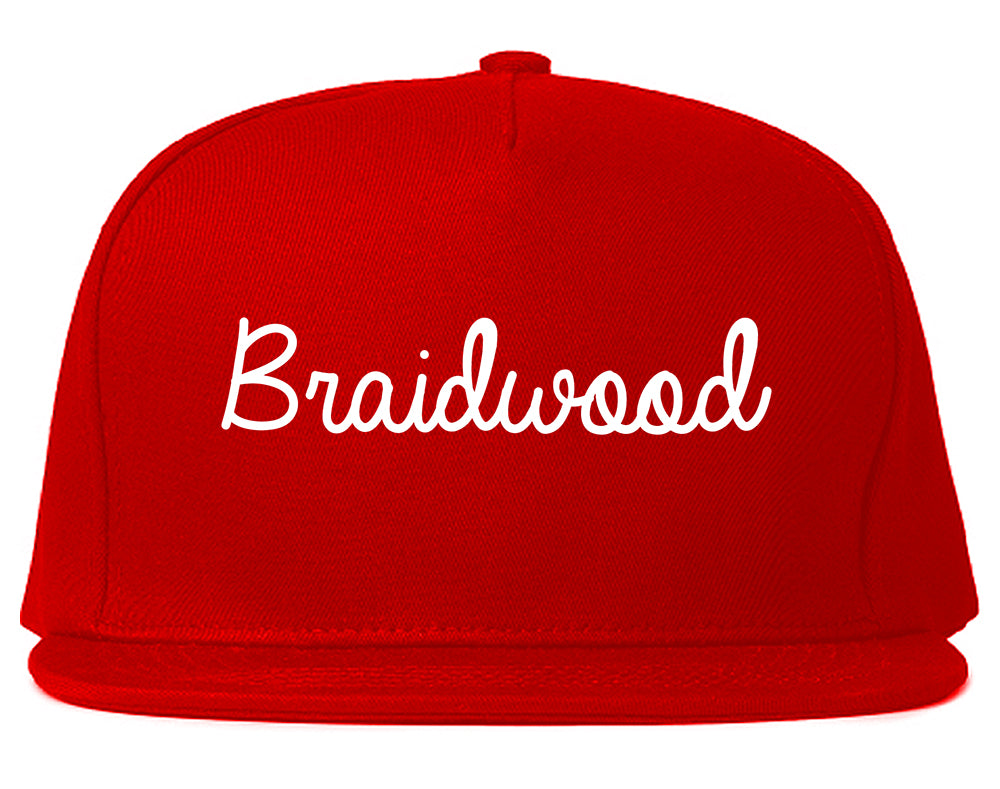 Braidwood Illinois IL Script Mens Snapback Hat Red
