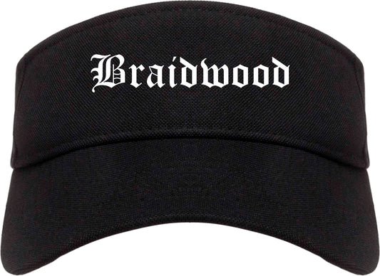 Braidwood Illinois IL Old English Mens Visor Cap Hat Black