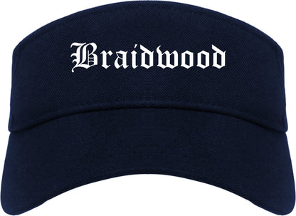 Braidwood Illinois IL Old English Mens Visor Cap Hat Navy Blue