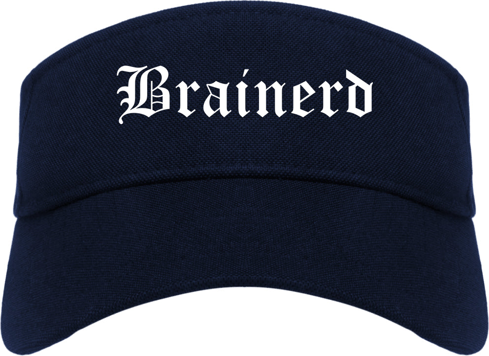 Brainerd Minnesota MN Old English Mens Visor Cap Hat Navy Blue