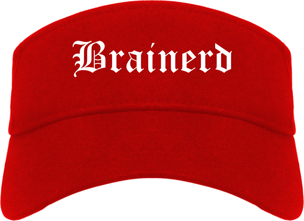 Brainerd Minnesota MN Old English Mens Visor Cap Hat Red