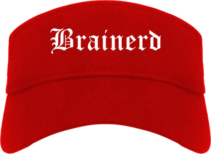 Brainerd Minnesota MN Old English Mens Visor Cap Hat Red