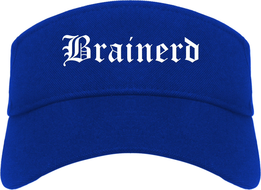 Brainerd Minnesota MN Old English Mens Visor Cap Hat Royal Blue