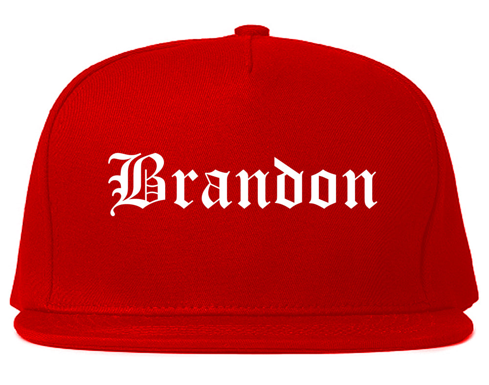 Brandon Mississippi MS Old English Mens Snapback Hat Red