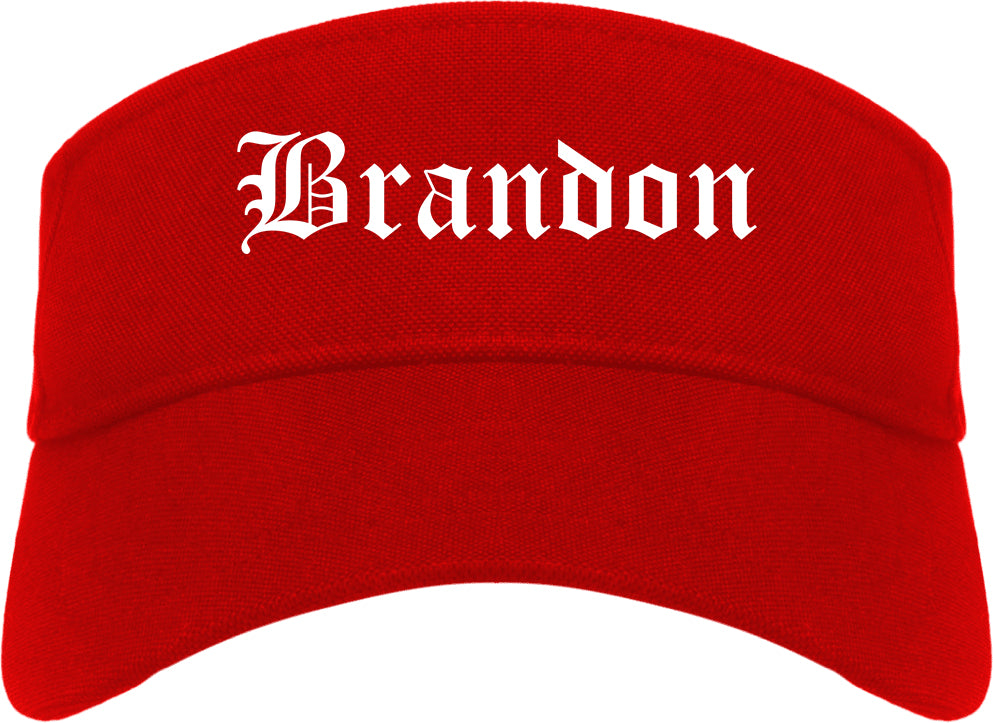 Brandon Mississippi MS Old English Mens Visor Cap Hat Red