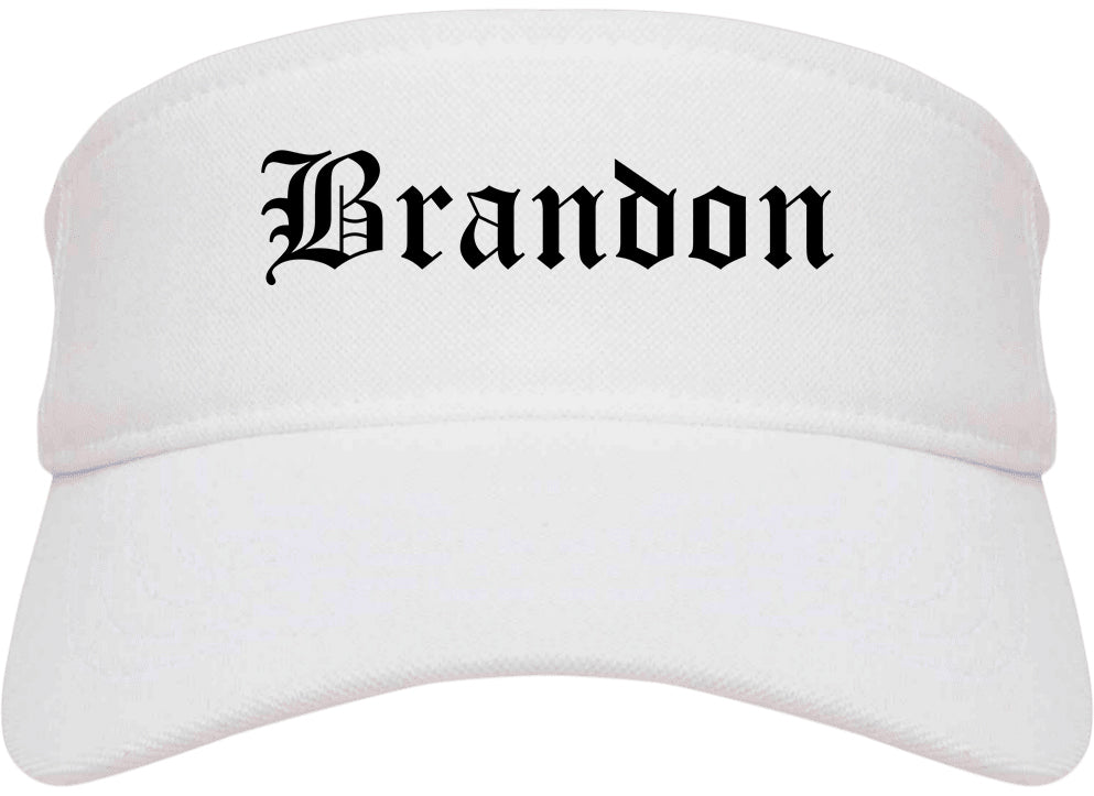 Brandon Mississippi MS Old English Mens Visor Cap Hat White
