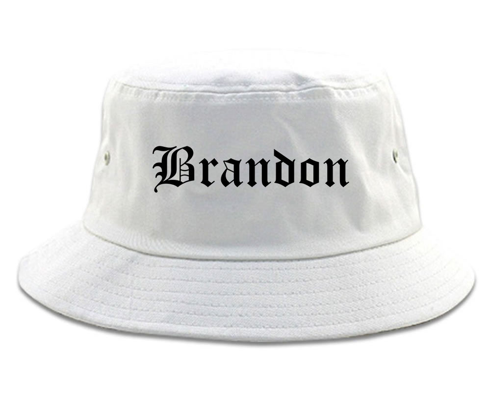 Brandon Mississippi MS Old English Mens Bucket Hat White