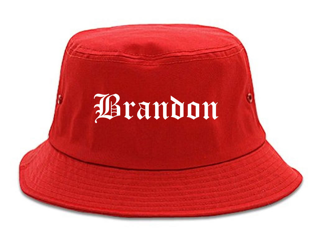 Brandon South Dakota SD Old English Mens Bucket Hat Red