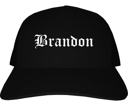 Brandon South Dakota SD Old English Mens Trucker Hat Cap Black