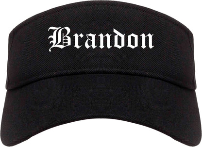 Brandon South Dakota SD Old English Mens Visor Cap Hat Black
