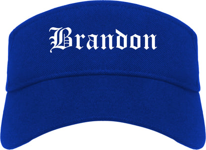 Brandon South Dakota SD Old English Mens Visor Cap Hat Royal Blue