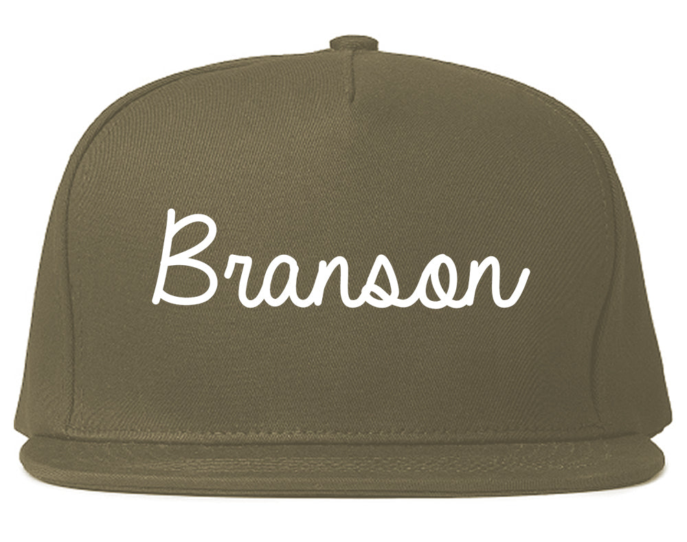 Branson Missouri MO Script Mens Snapback Hat Grey