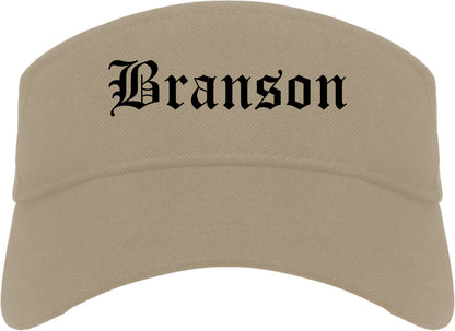 Branson Missouri MO Old English Mens Visor Cap Hat Khaki